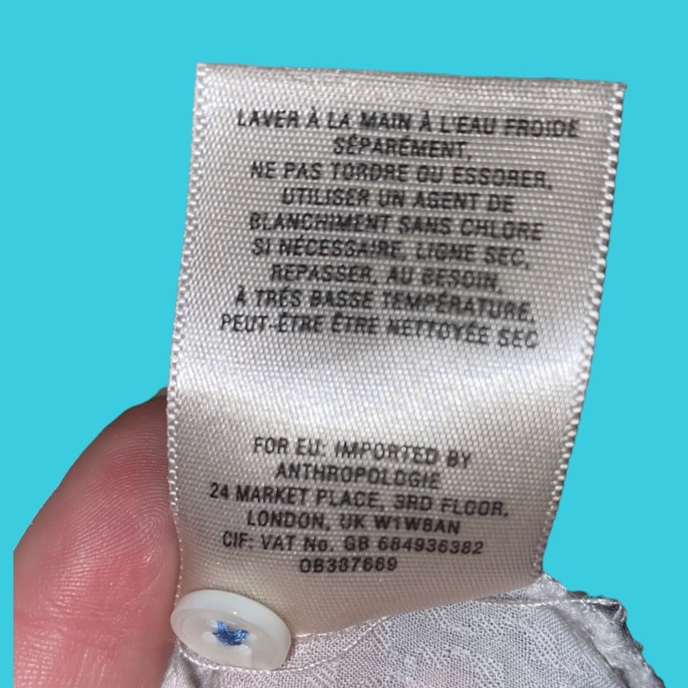 Maeve Anthropologie thin lightweight rayon summer 3/4 sleeve button up top sz 8 - Picture 7 of 7